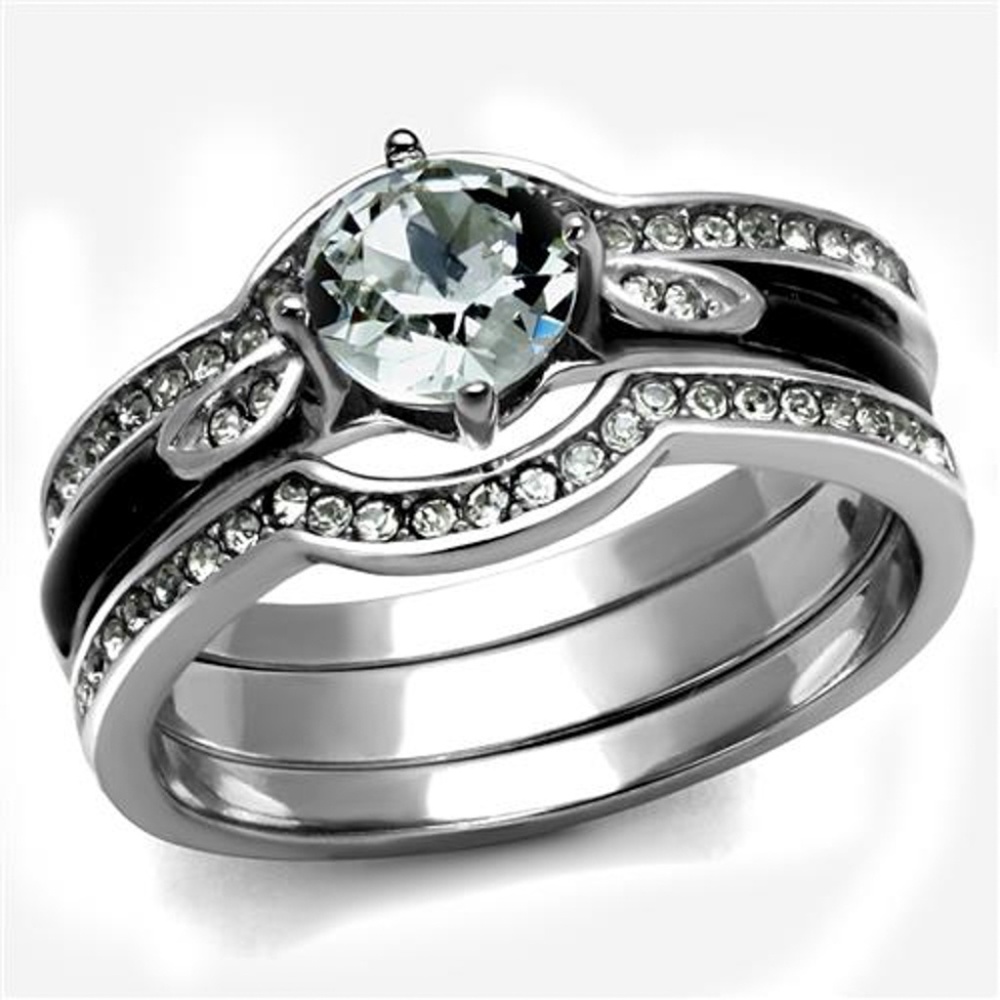 0.83 Ct Zirconia  Stainless Steel Wedding Ring